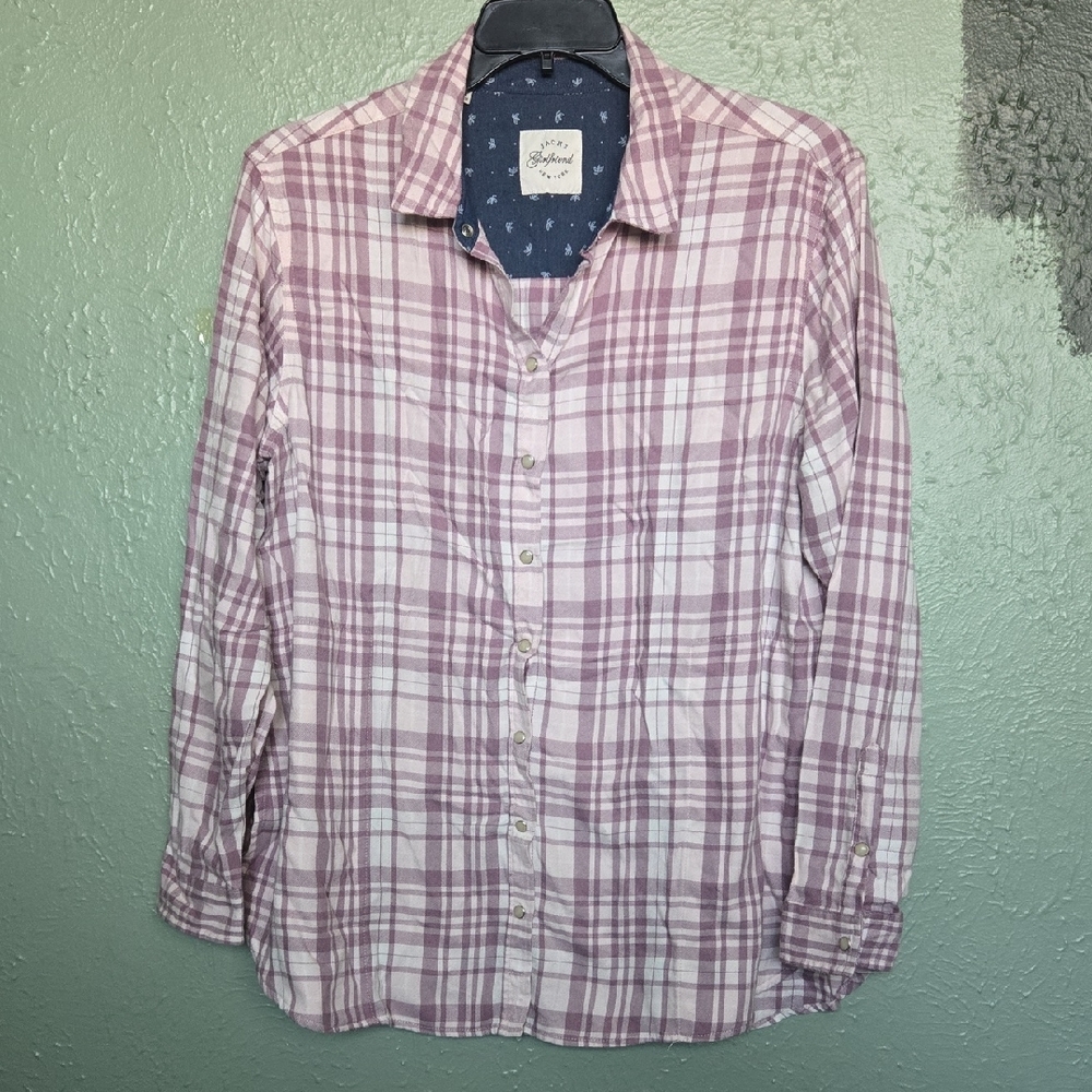 Jachs Purple and White Plaid Casual Shirt